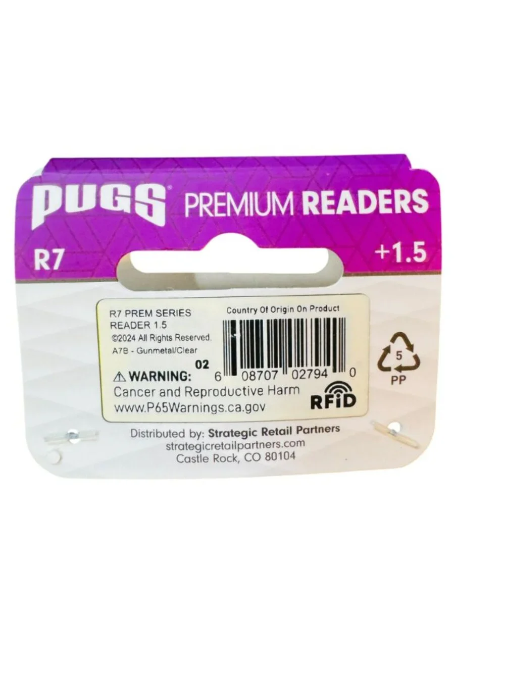 Pugs Premium Readers +1.5 Gunmetal Frame Spring Hinge Adjustable Nose Pads With